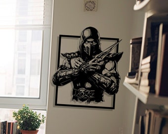 Mortal Combat Metal Wall Art - Scorpion Iconic Wall Decor - Mortal Combat Lovers Gift