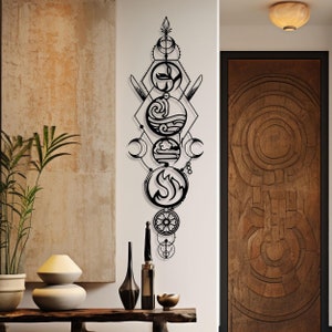 Four Elements Metal Wall Art, Fire, Water, Earth, Air, Unique Birthday Gift - Avatar Metal Wall Art - Bedroom Wall Art, Mother's Day Gift