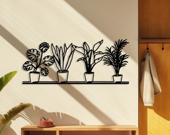 Flowers in Pot Metal Wall Art - Home Garden Wall Decor - Nature Lovers Gift