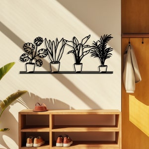 Flowers in Pot Metal Wall Art - Home Garden Wall Decor - Nature Lovers Gift