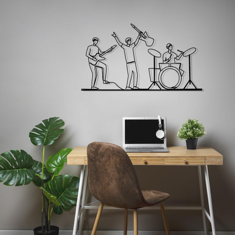 Music Band Metal Wall Art Rock N Roll Metal Line Home Wall Decor Unique