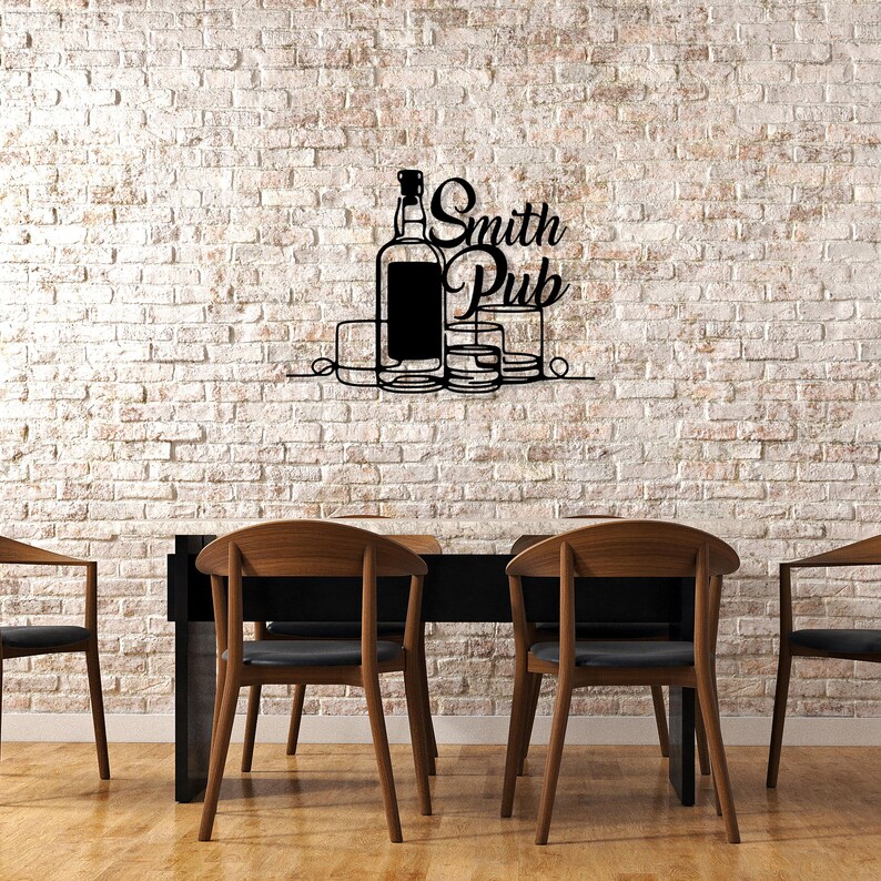 Personalized Metal Bar Name Sign, Custom Metal Home Bar Wall Art, Home