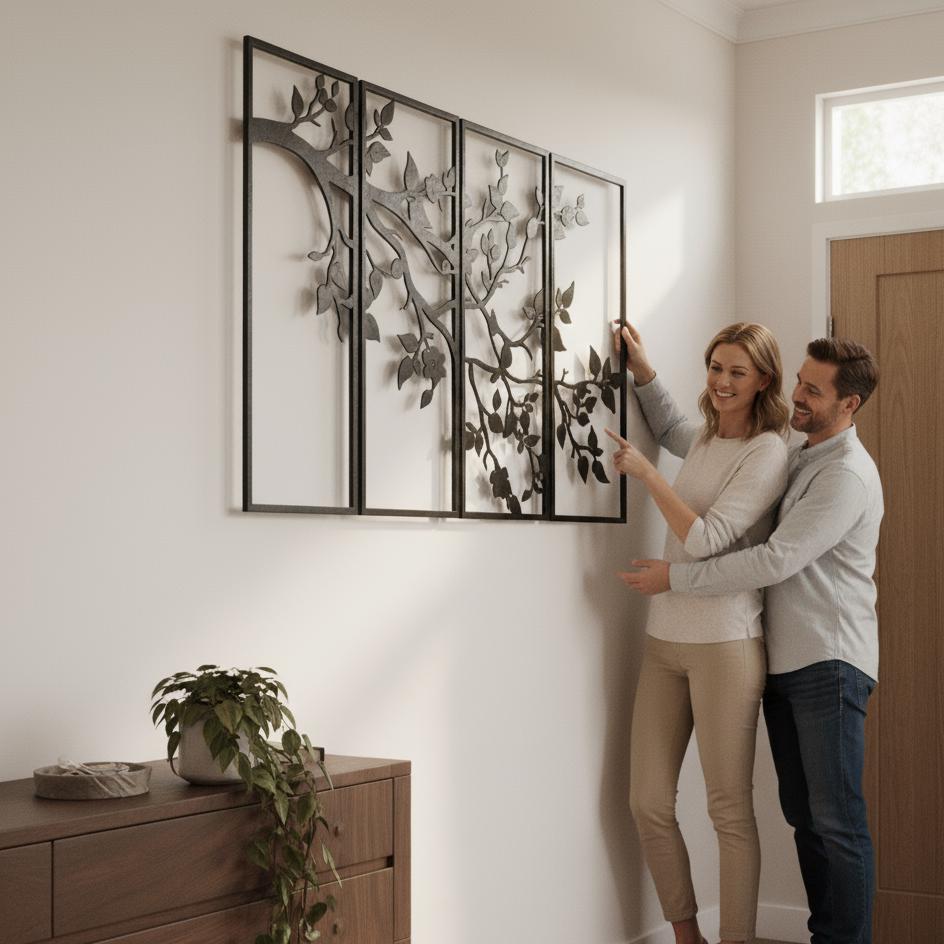 Tree Branch Metal Wall Art - Modern Floral Nature Decor, Outdoor Safe ...
