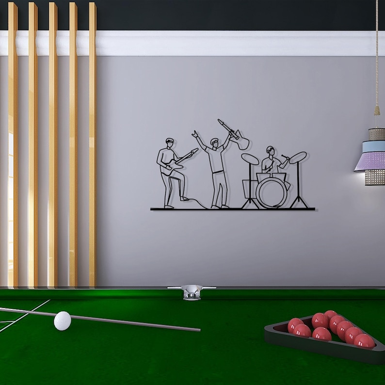 Music Band Metal Wall Art, Rock N Roll Group Metal Line Wall Art, Music