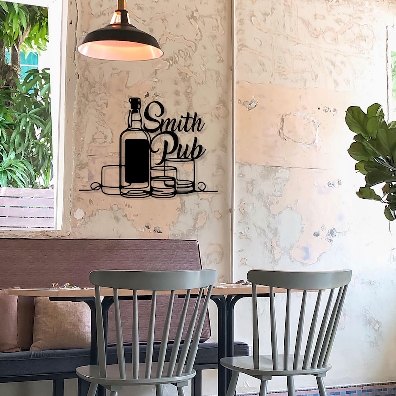 Personalized Metal Bar Name Sign, Custom Metal Home Bar Wall Art, Home