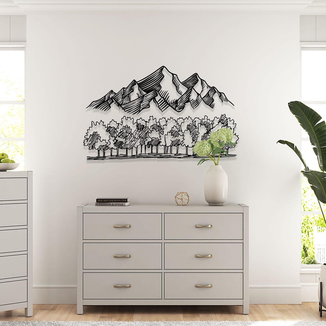 Mountain Forest Metal Wall Art - Nature Inspired Rustic Home Decor ...