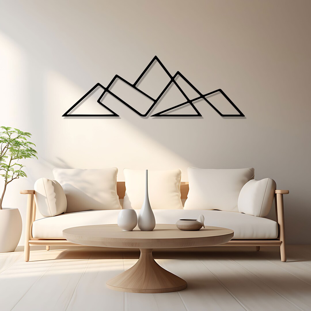 Minimalist Mountain Metal Wall Art, Modern Metal Line Art Decor ...