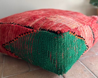 Pouf marocain, coussin de sol, tapis berbère vintage recyclé