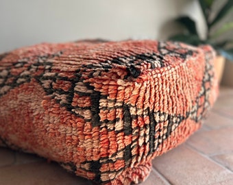 Pouf marocain, coussin de sol, tapis berbère vintage recyclé