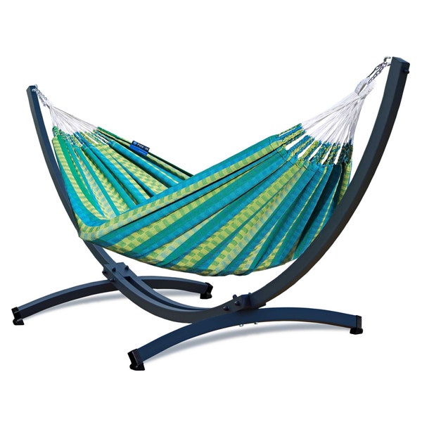 Potenza Morena hammock with Tytan frame for 2 people I 100% cotton double hammock 230 x 160 cm, 220kg I hammock frame 350kg