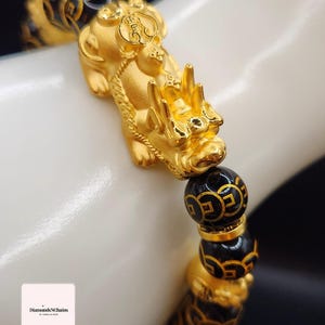 24K Solid Gold Armband Geldsack Armband Reichtum Armband 24K Gold Echt Feng Shui Armband 24K Chinesisches Glück Armband Pixiu Armband