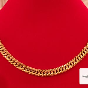18K Solid Gold Cuban Chain Necklace / 18K Shiny Gold Curb Chain / Real Gold Cuban Chain Necklace / Thick Gold Chain Necklace ( 18 Inches)