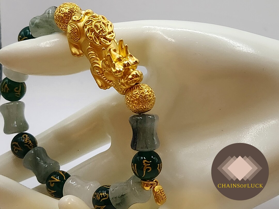 24K Genuine Feng Shui Bracelet Real Gold Bracelet 24K Pixiu Etsy