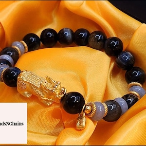 24K Massivgold Armband Geldball Armband Reichtum Armband 24K Gold Echt Feng Shui Armband 24K chinesisches Glück Armband Pixiu Armband