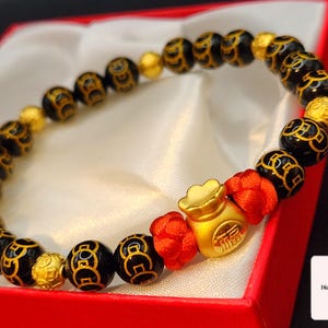 Real 24 Karat Gold Bracelet Cleansed and Activated  Bracelet Gold Money Bag Bracelet Wealth Bracelet FengShui Bracelet Prosperity Bracelet