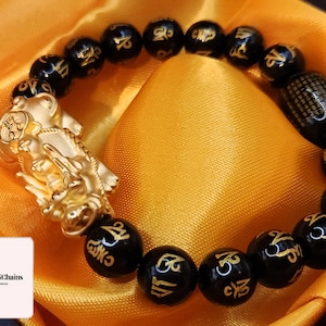 24K Solid Gold Armband Mantra Armband Reichtum Armband 24K Gold Echt Feng Shui Armband 24K chinesisches Glück Armband Pixiu Armband