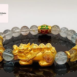 24K Solid Gold Pixiu Bracelet: Chinese Feng Shui Wealth Amulet