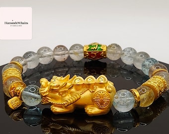 24K Solid Gold Pixiu Bracelet: Chinese Feng Shui Wealth Amulet