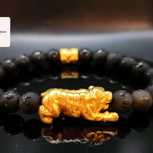 24K Solid Gold Armband Mantra Armband Reichtum Armband 24K Gold Echt Feng Shui Armband 24K chinesisches Glück Armband Pixiu Armband