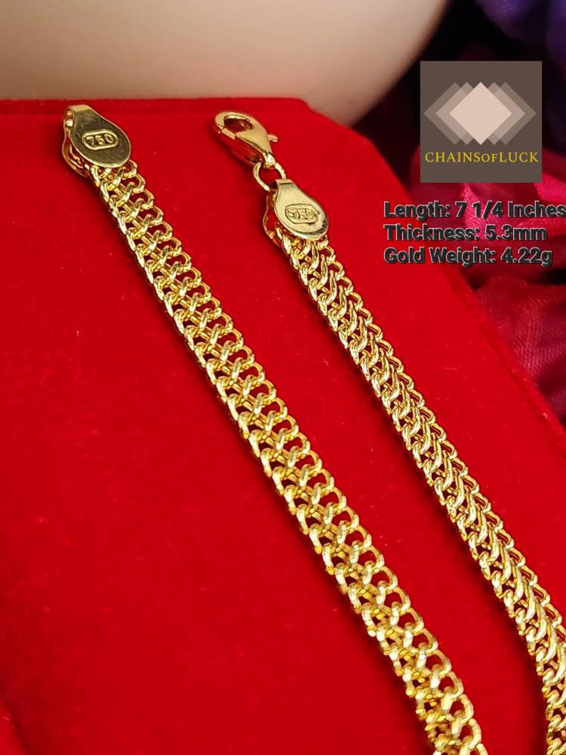 18K Real Gold Bracelet 18K Real Gold Chain Bracelet Real Gold Etsy