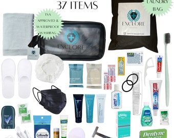 Trousse de voyage pratique pour hommes avec 36 articles de toilette essentiels | Approuvé par la TSA et étanche | Noir