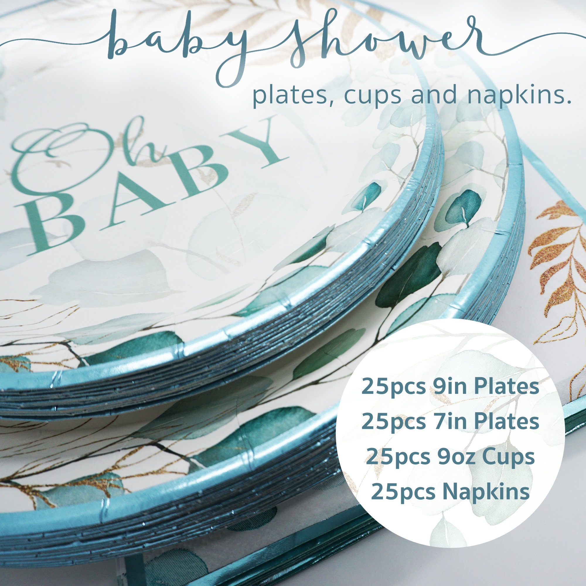 Boho Baby Shower Plates Napkins and Cups Oh Baby Party Etsy