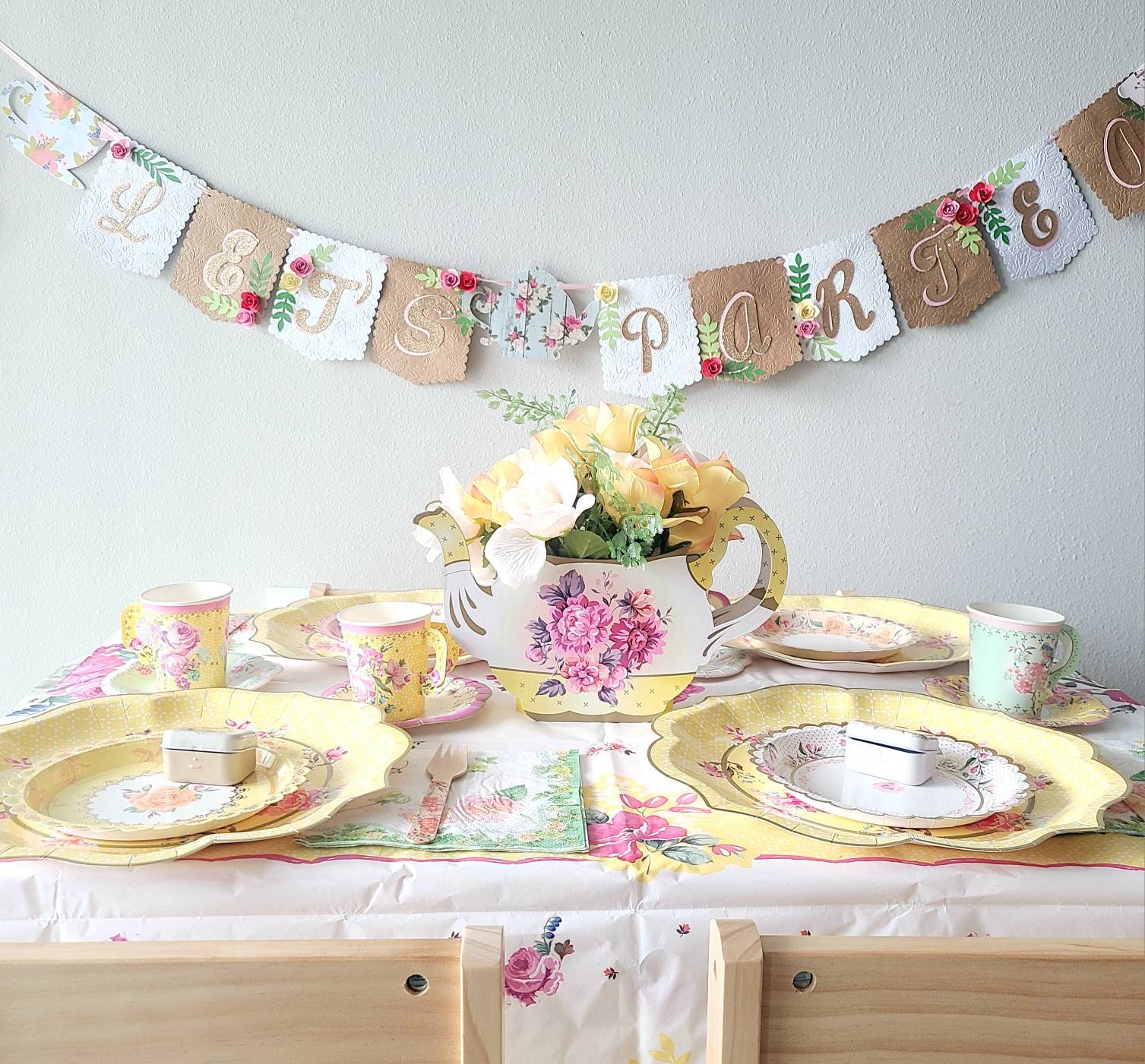 Rectangular Table Tea Party Vintage Tea Party Table Settings