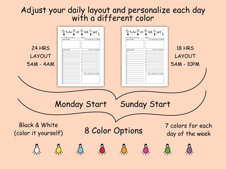 5AM Daily Planner Printable A4 A5 Letter Half, Hourly Tabs, 6 Ring