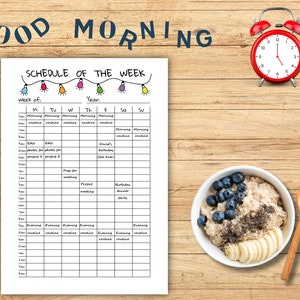 5AM Weekly Schedule Printable A4, Undated Overview Template, 24 &amp; 18 ...