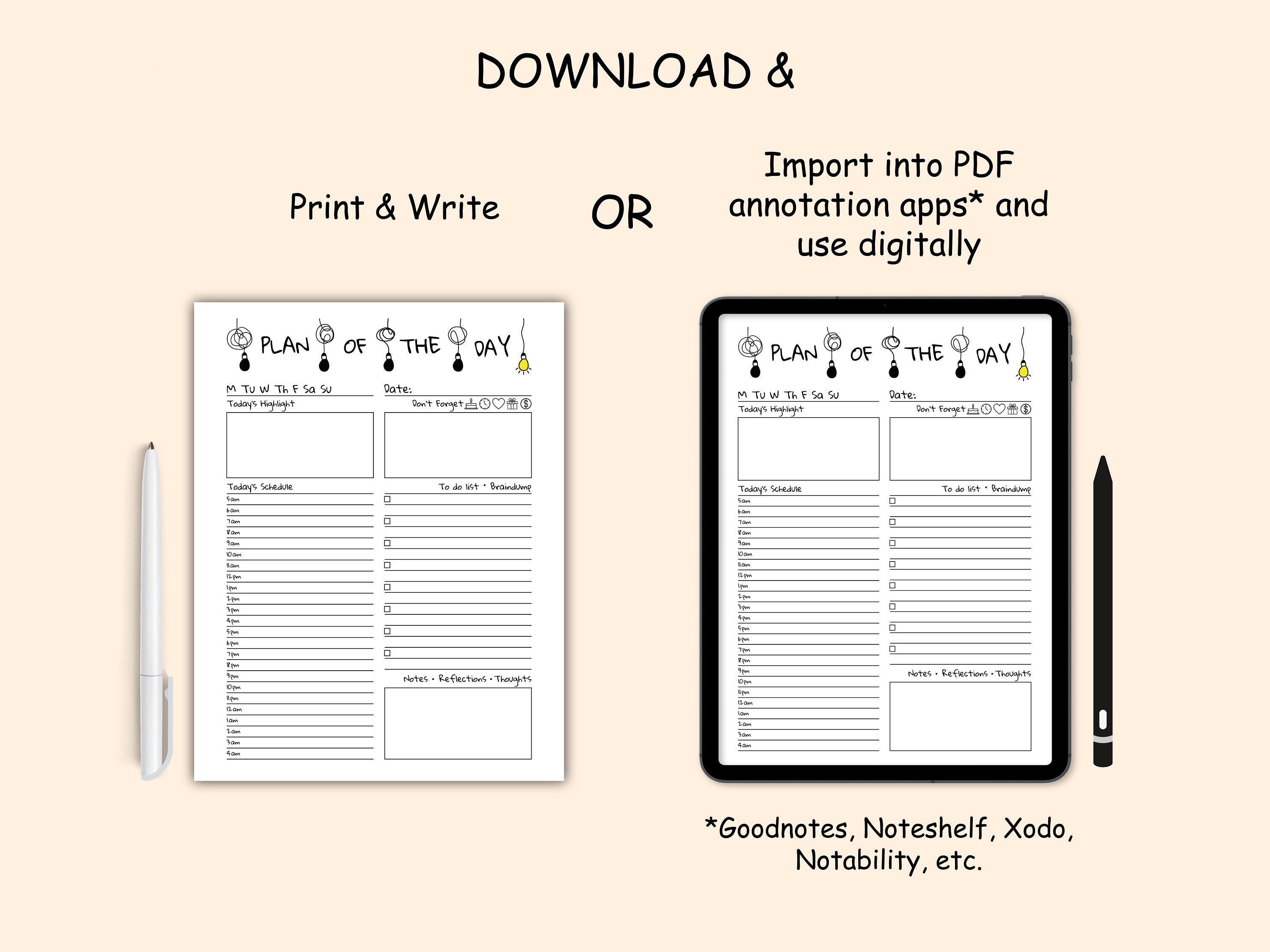 5AM Daily Planner Printable US Letter Hourly Printable - Etsy