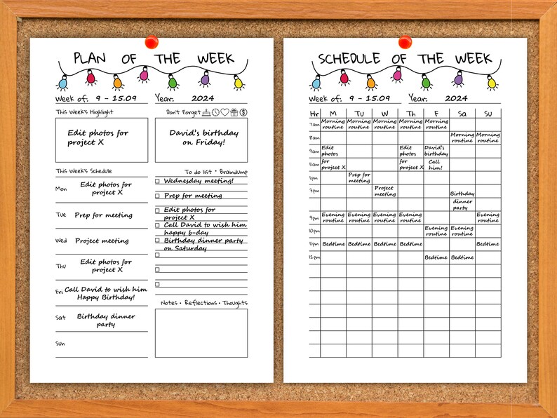 Weekly Heading Weekly WFH Planner & Schedule Printable A4 ' Remote Worker Undated Week ...