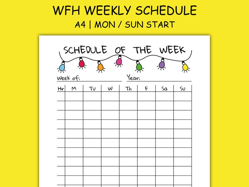 Remote Work Weeks WFH Weekly Schedule Printable A4, Working Remote Week, Overview Tabs ...