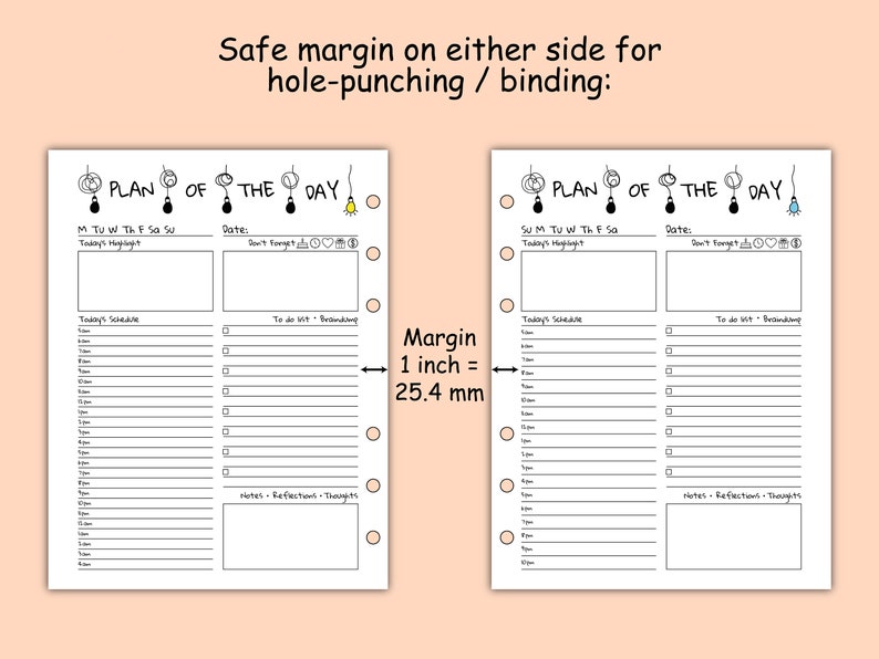 5AM Daily Planner Printable A4 A5 Letter Half, Hourly Tabs, 6 Ring