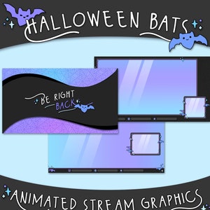 Cute Halloween Bats Animated Twitch Stream Overlay Bundle