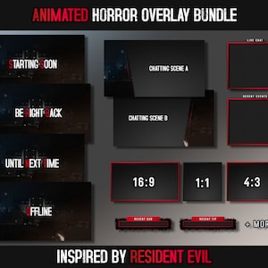 Paquete de superposiciones de transmisión de Twitch de terror animado inspirado en Resident Evil