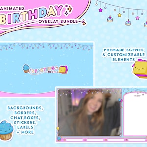 Birthday Animated Twitch Stream Overlay Package