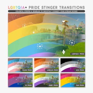 Rainbow LGBTQ+ Pride Stinger Transitions for Stream with Lesbian, Gay, Bisexual, Transgender, Nonbinary, Asexual and Pansexual Flag Colors