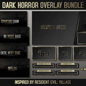 Dark Horror Twitch Stream Overlay Package Inspired by Resident Evil Village