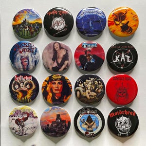 Black/Death/Thrash/Heavy Metal Badge Pins Metallica | Motorhead | Lemmy Kilmister | Destruction | Sodom | Slayer | Sodom