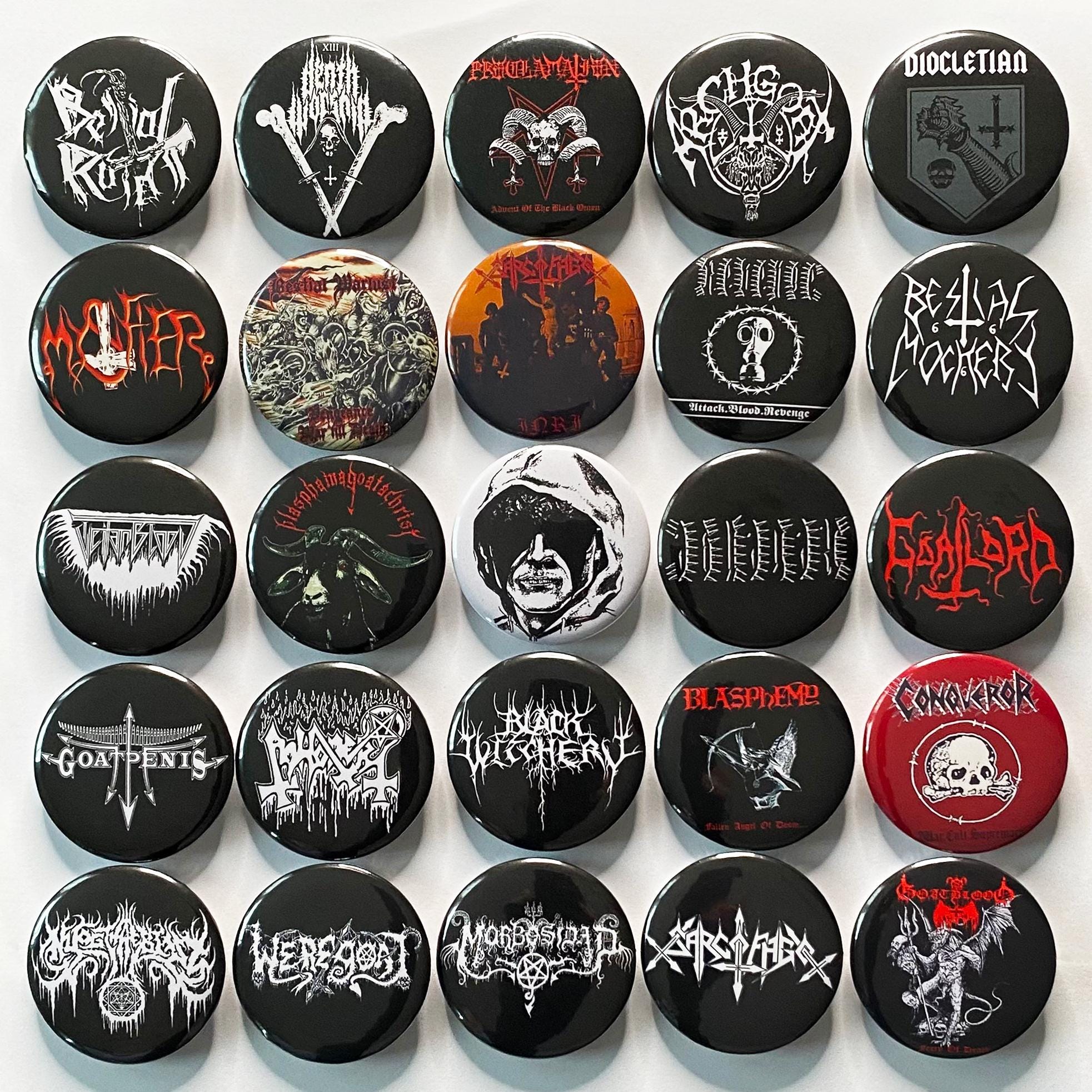Black/death/war Metal 25mm, 32mm, 44mm Pin Badge - Etsy