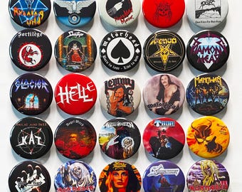Heavy Metal/Thrash Metal Pins Anstecker 25 mm,32 mm,44 mm Motorhead,Iron Maiden,Judas Priest