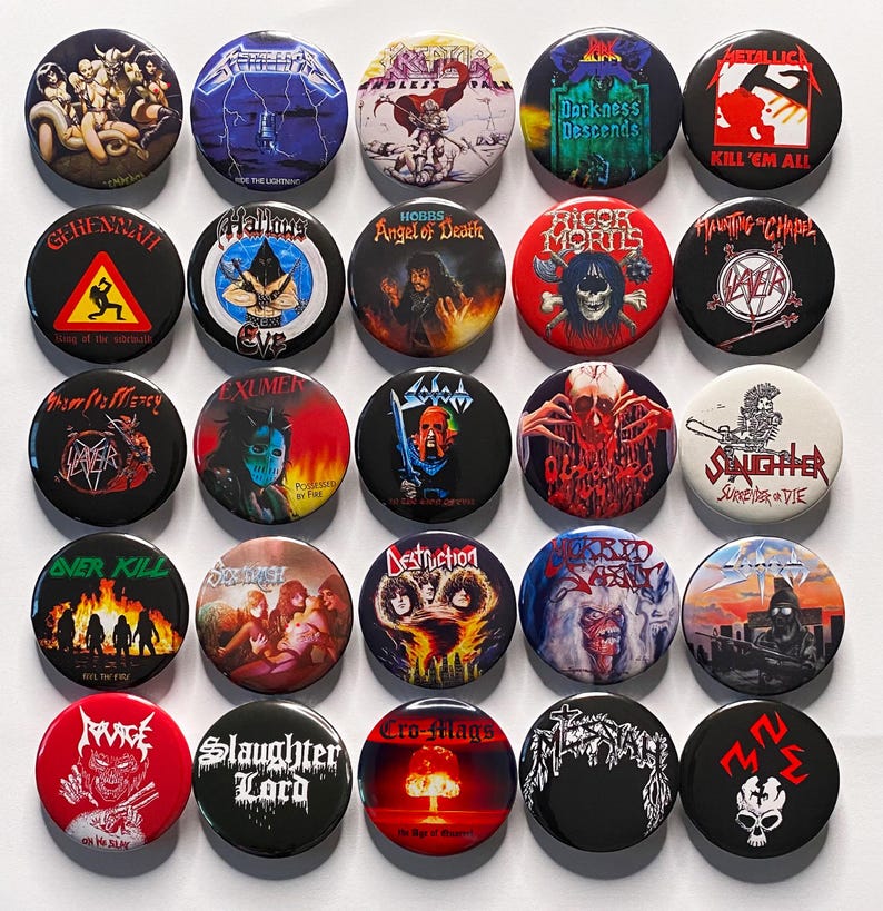 Thrash/Death Metal Speldjes Metallica Sodom Kreator 25 mm, 32 mm, 44 mm afbeelding 1