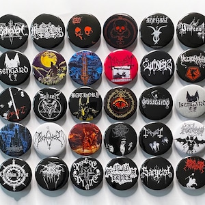 Black Metal Pin Button Badges: Mayhem, Darkthrone Bathory 25mm,32mm,44mm Handmade