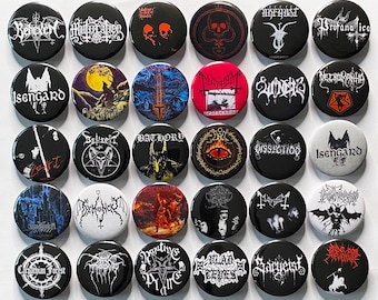 Insignias de botón de metal negro: Mayhem, Darkthrone Bathory 25 mm, 32 mm, 44 mm Hecho a mano