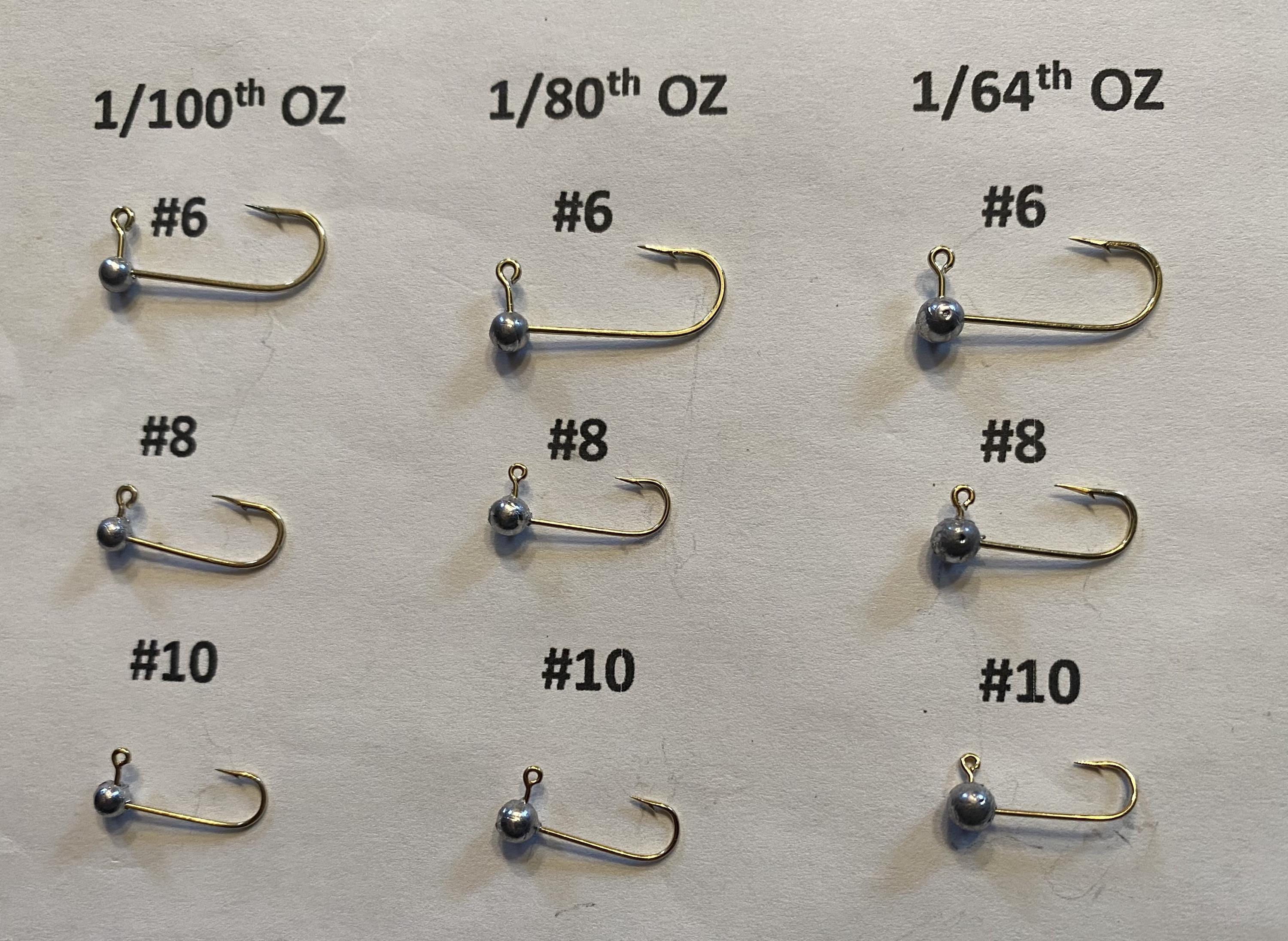 1/64oz, 1/80oz and 1/100oz Micro Round Head Jigs 3 Different Size