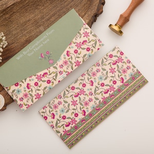Envelope de dinheiro personalizado | Convite de casamento | Capa floral para envelope Shagun | Presente de Diwali | Eid | Pacote de 25 e 50| A EDIÇÃO DE JAIPUR