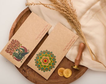 Personalised Money Envelopes, Handmade in India | Shagun Cover | Diwali Gift | Eid | Wedding Invitation |  Festive Gift In pack of 25