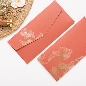 Personalised Money Envelopes, Cash Covers, Shagun Cover In Gold Foiling! Available in pack of 50 & 100 (COLOUR OXFORD ORANGE)
