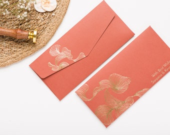 Personalised Money Envelopes, Cash Covers, Shagun Cover In Gold Foiling! Available in pack of 50 & 100 (COLOUR OXFORD ORANGE)