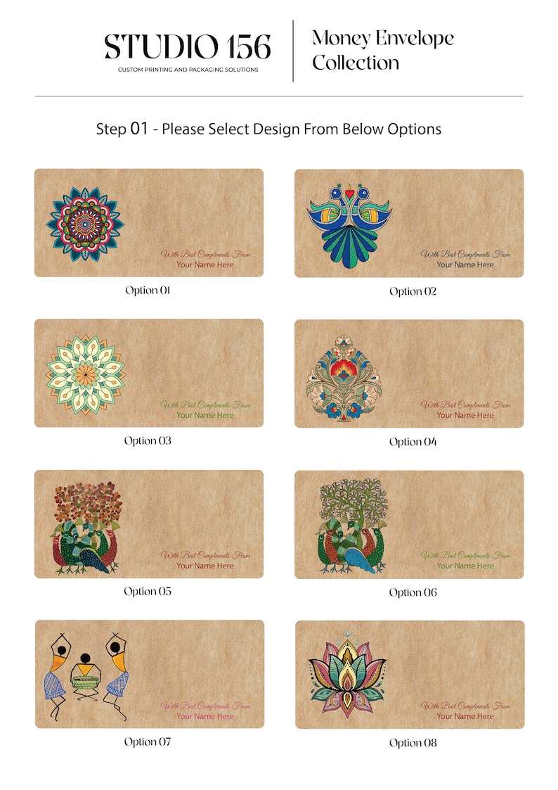 Personalised Money Envelopes, Handmade in India Shagun Cover Diwali Gift Eid Wedding Invitation Festive Gift In pack of 25 image 3